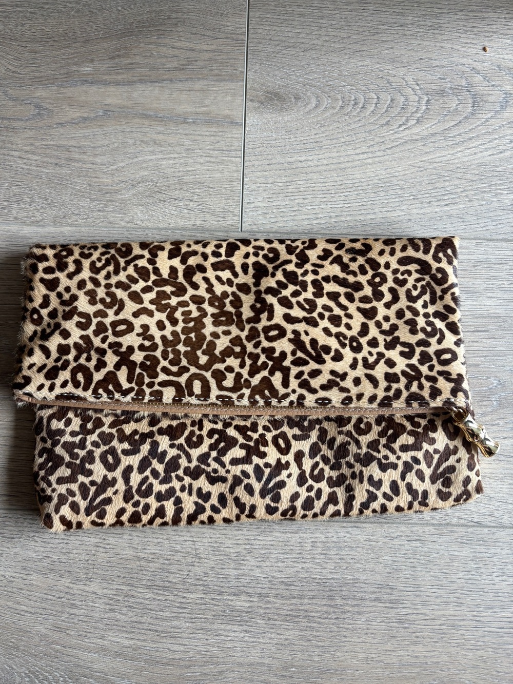 Calf hair Leopard Print Fold-Over Clutch